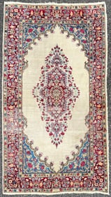 ANTIQUE PERSIAN KERMAN HAND KNOTTED RUG, 4.0 x 7.3 (122cm x 221cm)