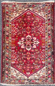 VINTAGE PERSIAN HAMADAN HAND KNOTTED RUG, 2.4 x 3.8 (71cm x 112cm)