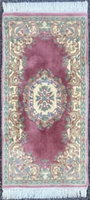 FRENCH STYLE AUBUSSON HAND KNOTTED RUG, NEW, 2.0 x 4.0 (61cm x 122cm)