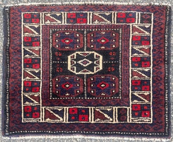 BALOUCH HAND KNOTTED PRAYER RUG, 18IN x 22IN (46cm x 56cm)