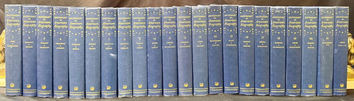 DICTIONARY OF AMERICAN BIOGRAPHY, 22 VOLUMES, 1928