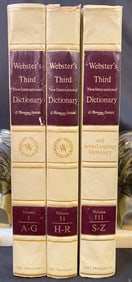 WEBSTER’S THIRD NEW INTERNATIONAL DICTIONARY, AND SEVEN LANGUAGE DICTIONARY, 3 VOLUMES, 1966