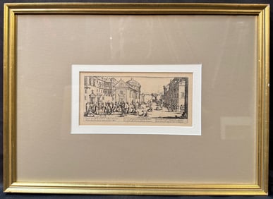 JACQUES CALLOT (1592-1635) ORIGINAL ETCHING TITLED L’HOPITAL, 13IN x 17.75IN (33cm x 45cm) WITH