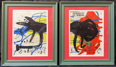 JOAN MIRO (1893-1983) ORIGINAL LIMITED-EDITION DIPTYCH LITHOGRAPH, 18.0IN x 21.0IN (46cm x 53cm)