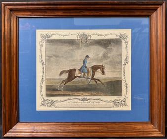 RICHARD HOUSTON (1721-1775) ORIGINAL HAND COLORED, ETCHING AND MEZZOTINT TITLED PORTRAIT OF FAMOUS