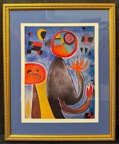 JOAN MIRO (1893-1983) LITHOGRAPH TITLED LADDERS CROSS THE BLUE SKY IN A WHEEL OF FIRE, 17.5IN x