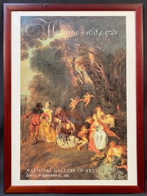 ANTOINE WATTEAU (1684-1721) ORGINAL NATIONAL GALLERY OF ART EXHIBIT POSTER, 28.5IN x 38.5IN (72cm x