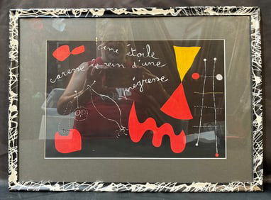 JOAN MIRO (1893-1983) LITHOGRAPH TITLED A STAR CARESSES THE BREAST OF A NEGRO WOMAN, 16IN x 22IN