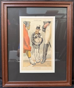 ORIGINAL VANITY FAIR CARICATURE OF LEOPOLD II, KING OF THE BELGIANS WITH COA, 1869, 15.5IN x 21.5IN