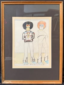 SAUL STEINBERG (1914-1999) ORIGINAL LITHOGRAPH TITLED COUPLE, 18IN x 24IN (46cm x 61cm)