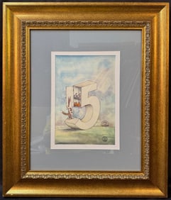 SAUL STEINBERG (1914-1999) ORIGINAL LITHOGRAPH TITLED FIVE, 22.5IN x 26.5IN (57cm x 67cm)