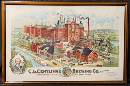 ORIGINAL C.L. CENTLIVRE BREWING CO. LITHOGRAPH, 27IN x 40IN (69cm x 102cm)