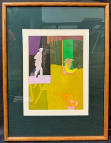 VALERIO ADAMI (1935) ORIGINAL LITHOGRAPH TITLED THE MOON’S KISS, 19IN x 25IN (48cm x 64cm)