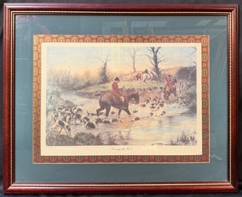 GEORGE WRIGHT (1860-1942) ETCHING TITLED CROSSING THE FORD, 24.5IN x 30.5IN (62cm x 77cm)