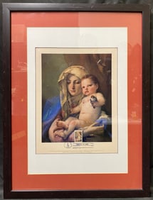 GIOVANNI BATTISTA TIEPOLO (1696-1770) LITHOGRAPH TITLED MADONNA OF THE GOLDFINCH WITH MATCHING U.S.