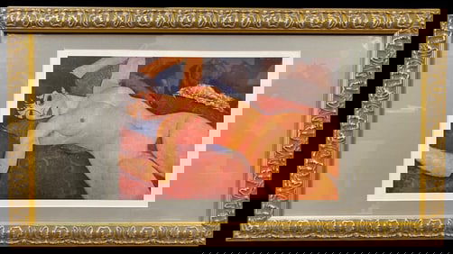 AMEDEO MODIGLIANI (1884-1920) LITHOGRAPH TITLED NUDE ON A CUSHION, 12IN x 24IN (30cm x 61cm)