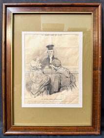 HONORE DAUMIER (1808-1879) ORIGINAL LITHOGRAPH TITLED LES VOISINES DEVANT JUGE DE PAIX, 15.5IN x