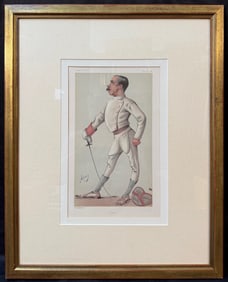 ORIGINAL VANITY FAIR CARICATURE OF LIEUTENANT-COLONEL HENRY STRACEY WITH COA, 1880, 20IN x 25IN