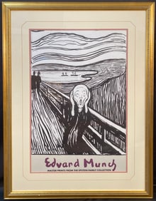 EDVARD MUNCH (1863-1944) ORIGINAL NATIONAL GALLERY EXHIBIT POSTER FOR HIS MASTER PRINTS, 32IN x 41IN