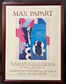 ORIGINAL MAX PAPART (1911-1994) HAND SIGNED, NAHAN GALLERIES ART EXHIBITION POSTER, 27.5IN x 35IN