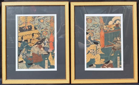 ORIGINAL JAPANESE WOODBLOCK DIPTYCH BY UTAGAWA YOSHIIKU (1833-1904) TITLED ANTICIPATION AT