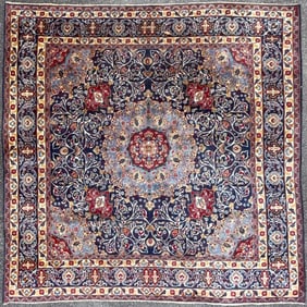 VINTAGE PERSIAN KASHMAR SQUARE HAND KNOTTED RUG, 9.4 x 9.4 (239cm x 239cm)