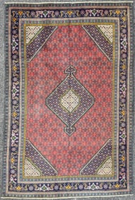 VINTAGE PERSIAN MAHI HERATI HAND KNOTTED RUG, 6.3 x 9.2 (191cm x 279cm)