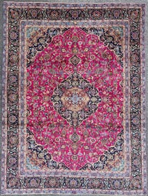 VINTAGE PERSIAN MASHAD HAND KNOTTED RUG, 9.3 x 12.3 (282cm x 373cm)
