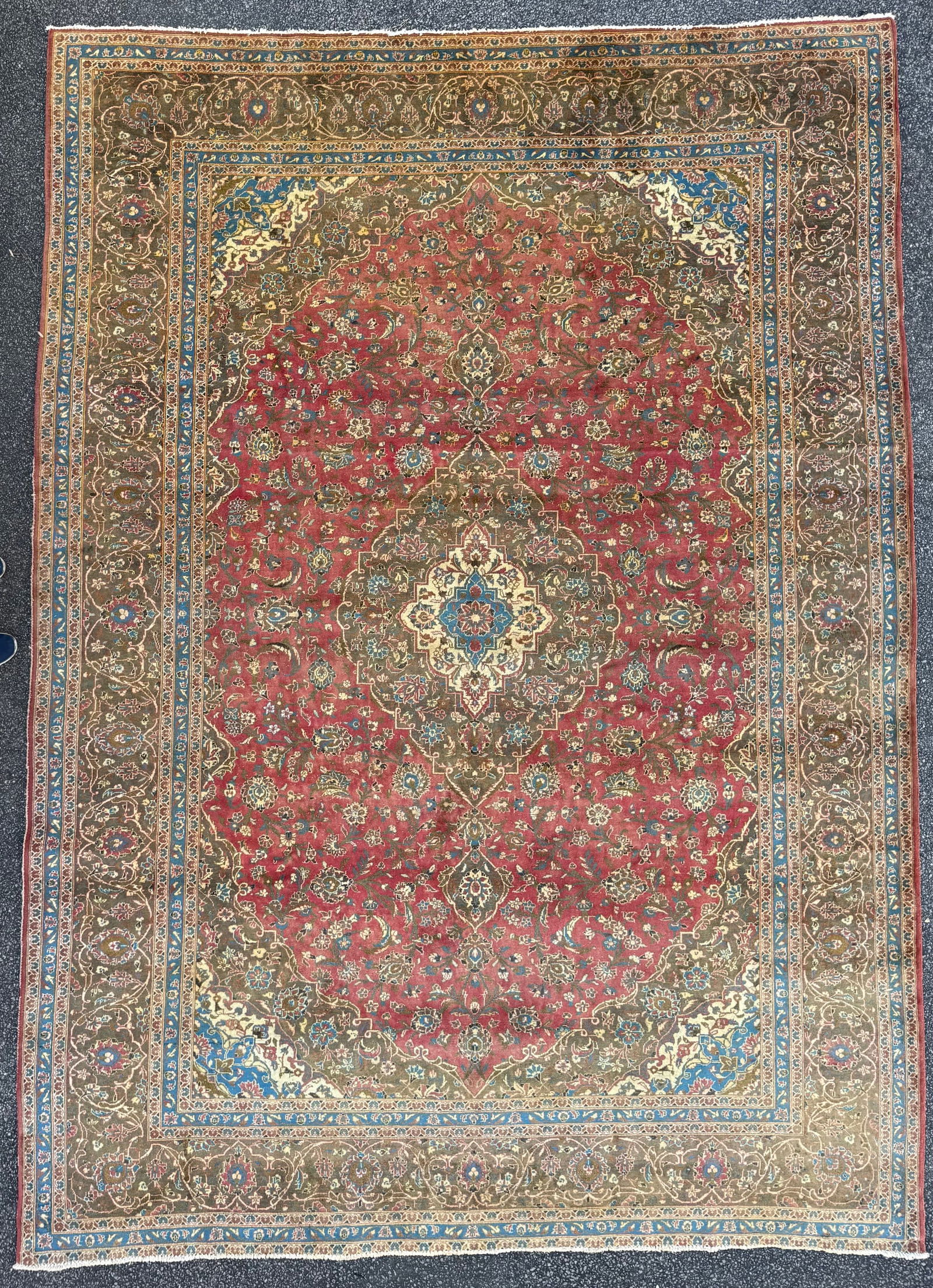 ANTIQUE PERSIAN KASHAN HAND KNOTTED RUG, 9.7 x 13.3 (292cm x 404cm) (1 of 5)