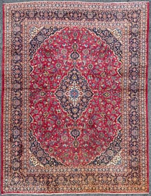 ANTIQUE PERSIAN KASHAN HAND KNOTTED RUG, 9.8 x 12.8 (295cm x 386cm)