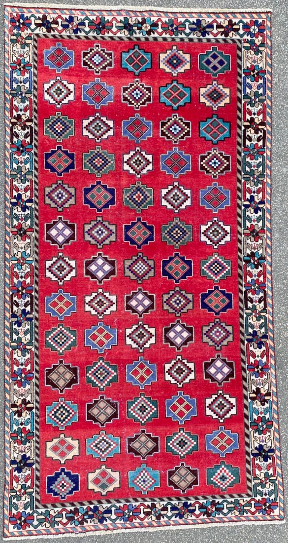 ANTIQUE PERSIAN KAZAK HAND KNOTTED RUG – 4.10 x 9.4, 147cm x 285cm (1 of 5)