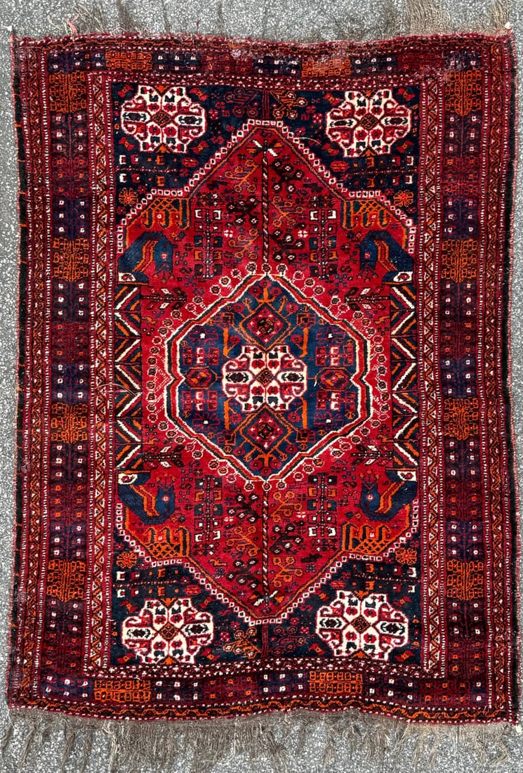 VINTAGE PERSIAN SHIRAZ HAND KNOTTED RUG, 5.7 x 8.5 (170cm x 257cm) (1 of 7)