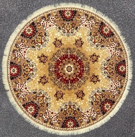 ROUND OUSHAK MACHINE MADE RUG, 6.8 DIAMETER (203cm DIAMETER)