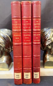 LA SAINTE BIBLE TEXTE DE LA VULGATE, TRADUCTION FRANCAISE EN REGARD AVEC COMMENTAIRES, 3 VOLUMES,