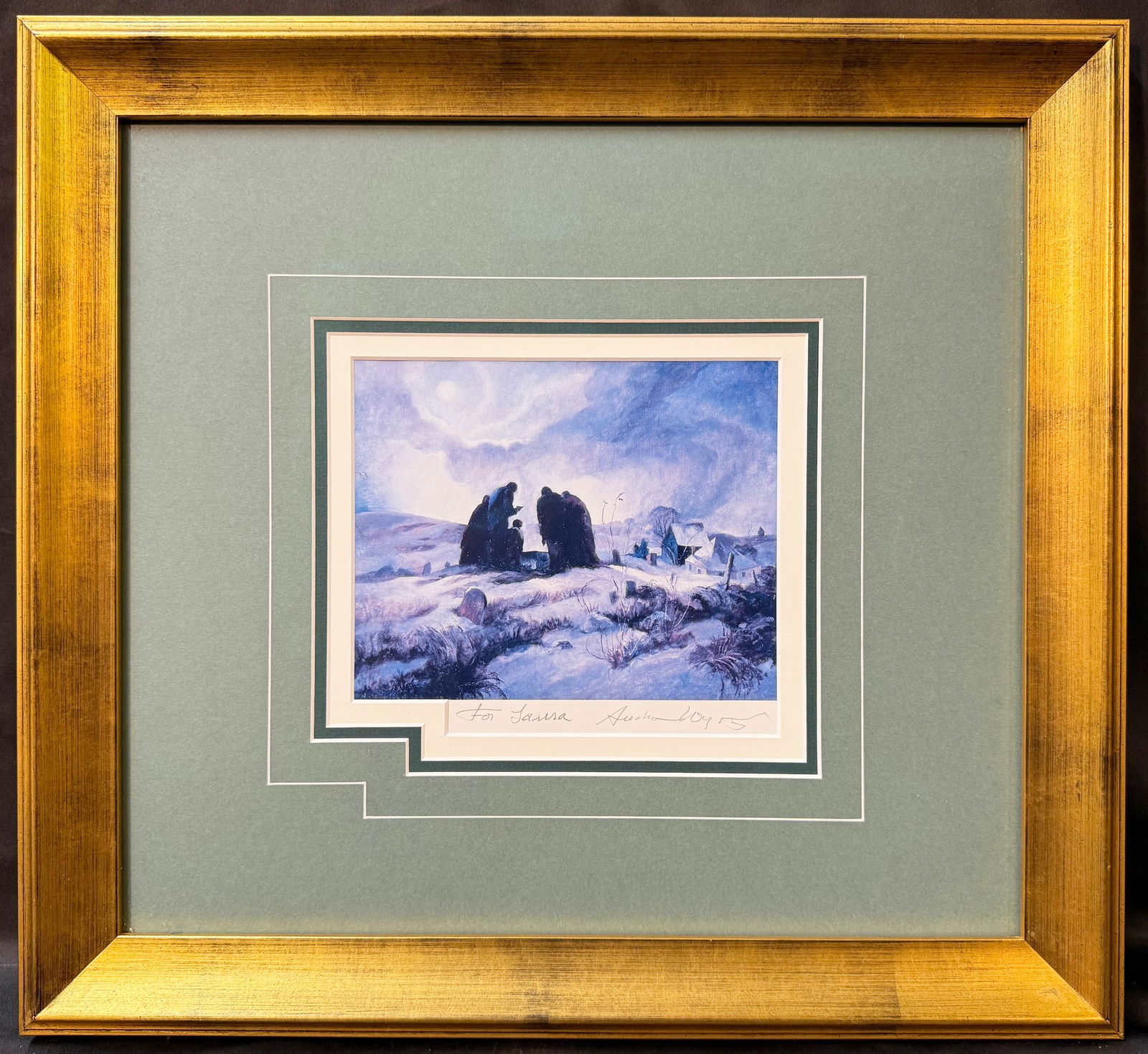 ANDREW WYETH (1917-2009) HAND SIGNED BOOKPLATE TITLED BURIAL AT ARCHIES, 1933 WITH COA, 18.25IN x (1 of 6)