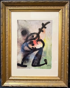 JOAN MIRO (1893-1983) ORIGINAL LIMITED-EDITION LITHOGRAPH TITLED FEMME OISEAU, 19.0IN x 24.0IN (48cm