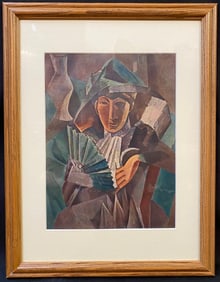 AFTER PABLO PICASSO (1881-1973) LITHOGRAPH TITLED LA DAME A L’EVENTAIL, 14IN x 18IN (36cm x 46cm)