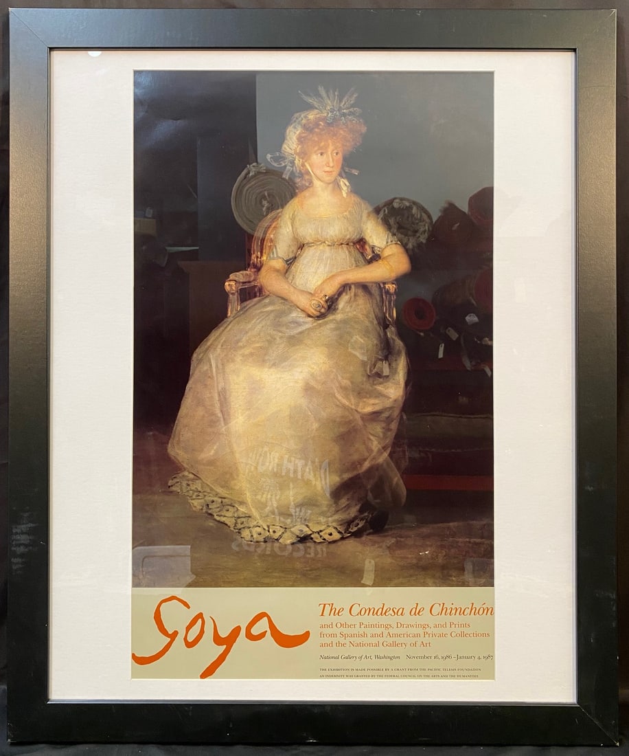 ORIGINAL FRANCISCO DE GOYA (1746-1828) NATIONAL GALLERY OF ART EXHIBITION POSTER, 29.5IN x 35.5IN: Francisco de Goya (1746-1828) original Exhibition poster from the National Gallery of Art in Washington, DC. The underlying piece is titled The Condesa de Chinchon, which is after the original which w
