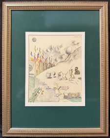 SAUL STEINBERG (1914-1999) ORIGINAL LITHOGRAPH TITLED ALLEGORY II, 18.5IN x 23.5IN (47cm x 60cm)