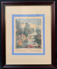 NICOLAS LANCRET (1690-1743) ORIGINAL ETCHING AND AQUATINT TITLED L’ESTE, 25.5IN x 31.5IN (65cm x