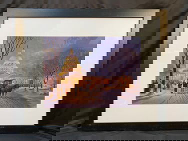 JOHN MORTON BARBER (1948) LITHOGRAPH, SIGNED IN PLATE, TITLED WINTER CAPITOL, 29.5IN x 35.5IN (75cm