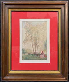 CARL LARSSON (1853-1919) LITHOGRAPH TITLED BENEATH THE BIRCHES, 22IN x 26IN (56cm x 66cm)