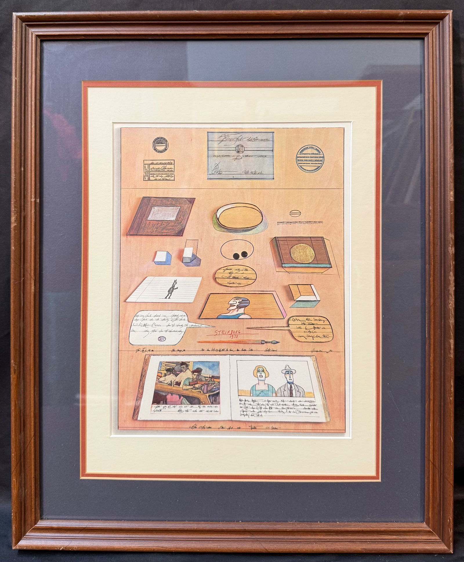 SAUL STEINBERG (1914-1999) ORIGINAL LITHOGRAPH TITLED UNION SQUARE, 17.5IN x 21.5IN (44cm x 54cm) (1 of 4)