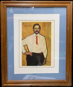 AFTER PABLO PICASSO (1881-1973) LITHOGRAPH TITLED PORTRAIT OF PETRUS MANACH, 18.5IN x 22.5IN (75cm x