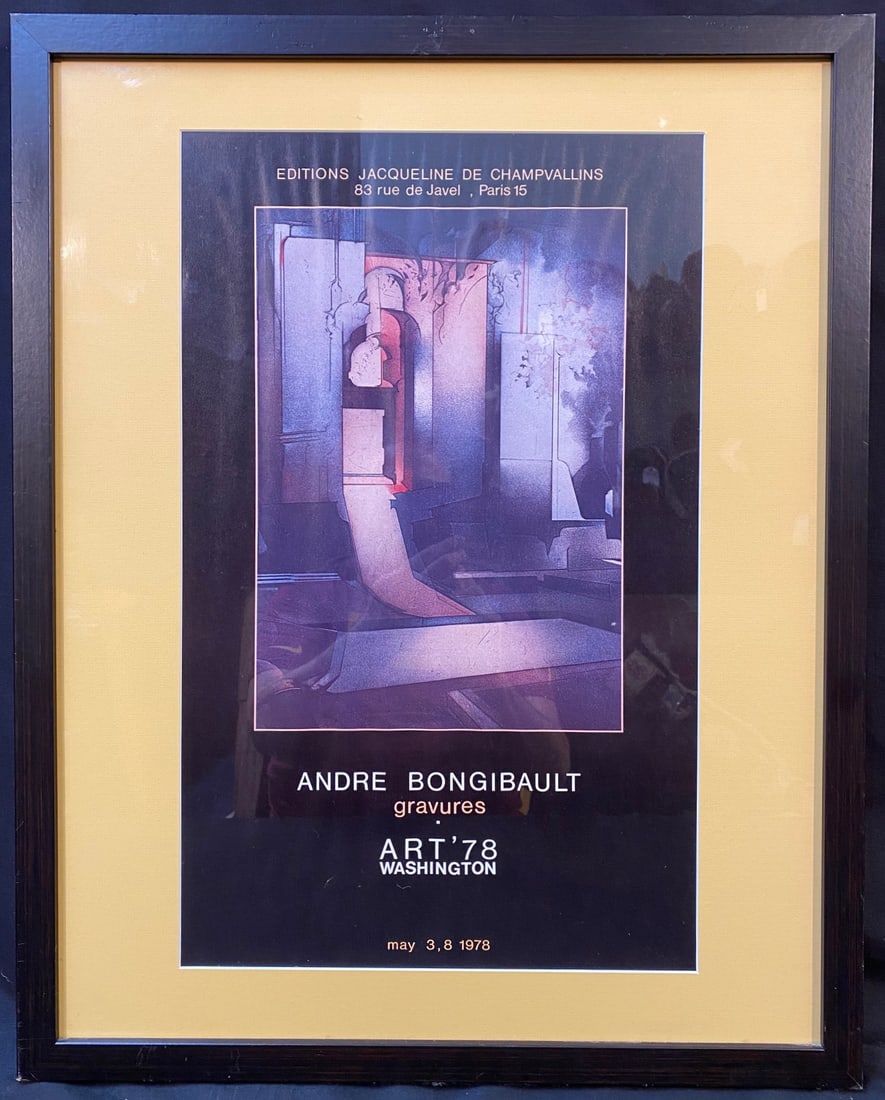 ANDRE BONGIBAULT (1945) ORIGINAL EXHIBITION POSTER FOR HIS GRAVURES AT ART ’78 WASHINGTON, 21.5IN (1 of 4)