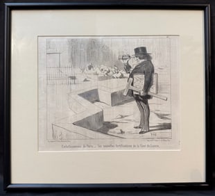 HONORE DAUMIER (1808-1879) ORIGINAL LITHOGRAPH TITLED EMBELLISSEMENS DE PARIS , 15.5IN x 17IN (39cm