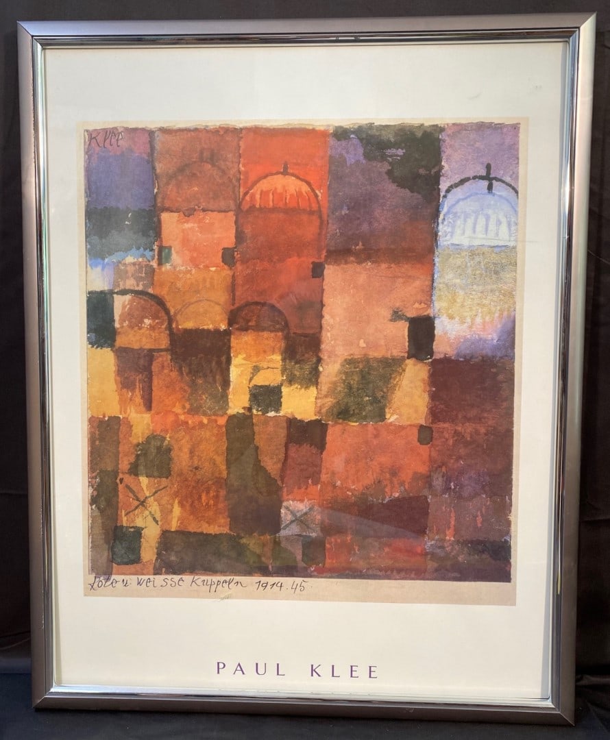 PAUL KLEE (1879-1940) COLOR LITHOGRAPH TITLED ROTE WEISSE KUPPELN 1914.45 – 24IN x 30IN (1 of 4)