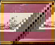 JACQUES CALLOT (1592-1635) ETCHING TITLED VUE DU PONT NEUF, 18IN x 22IN (46cm x 56cm): This is a finely printed, 19th-century impression of Vue du Pont Neuf, one of Jacques Callot’s celebrated panoramic views of Paris. This etching was printed in 1865 from Callot’s 17th-century