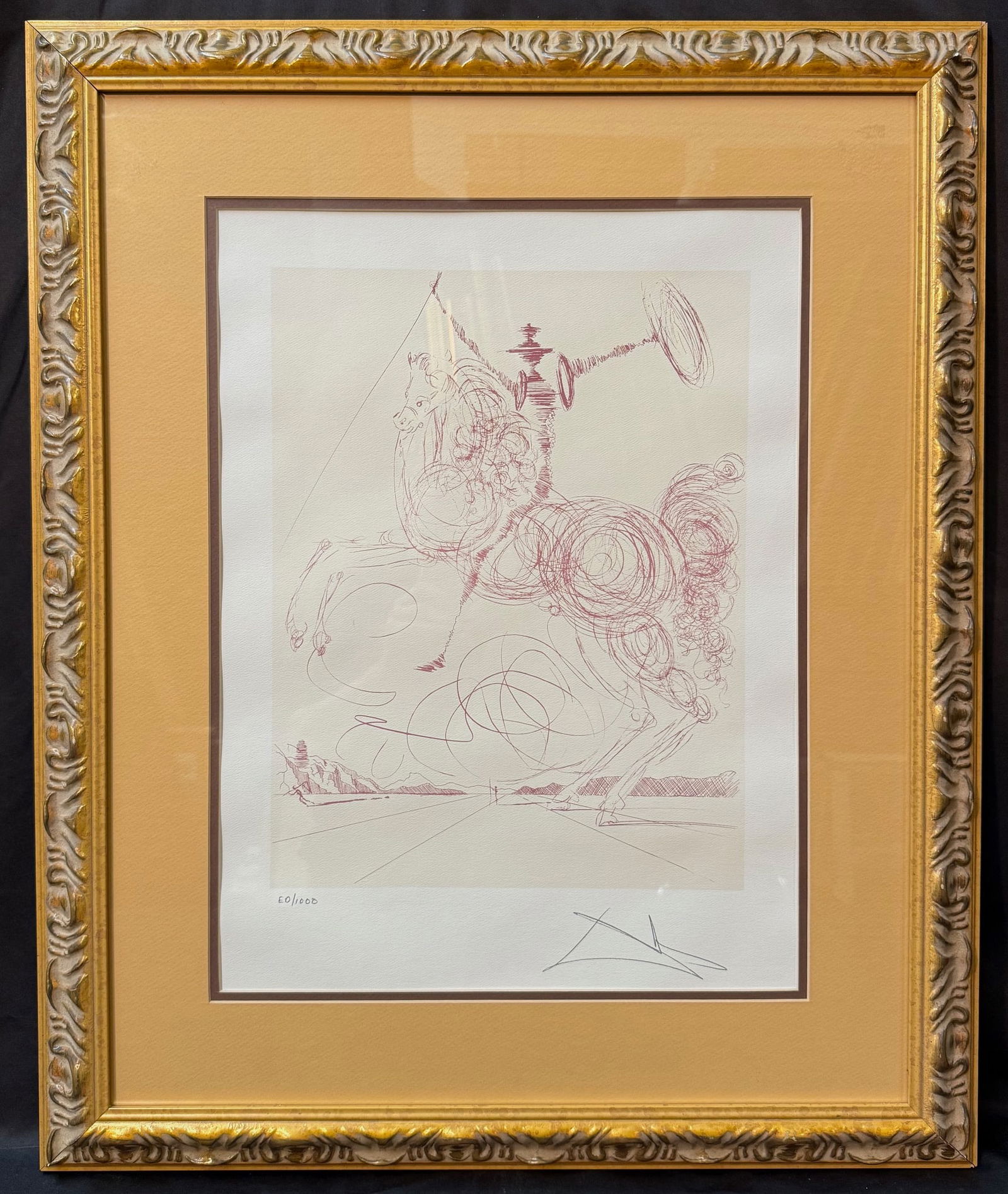 SALVADOR DALI (1904-1989) LIMITED EDITION, COLOR LITHOGRAPH TITLED DON QUIXOTE, 24IN x 29IN (61cm x (1 of 6)