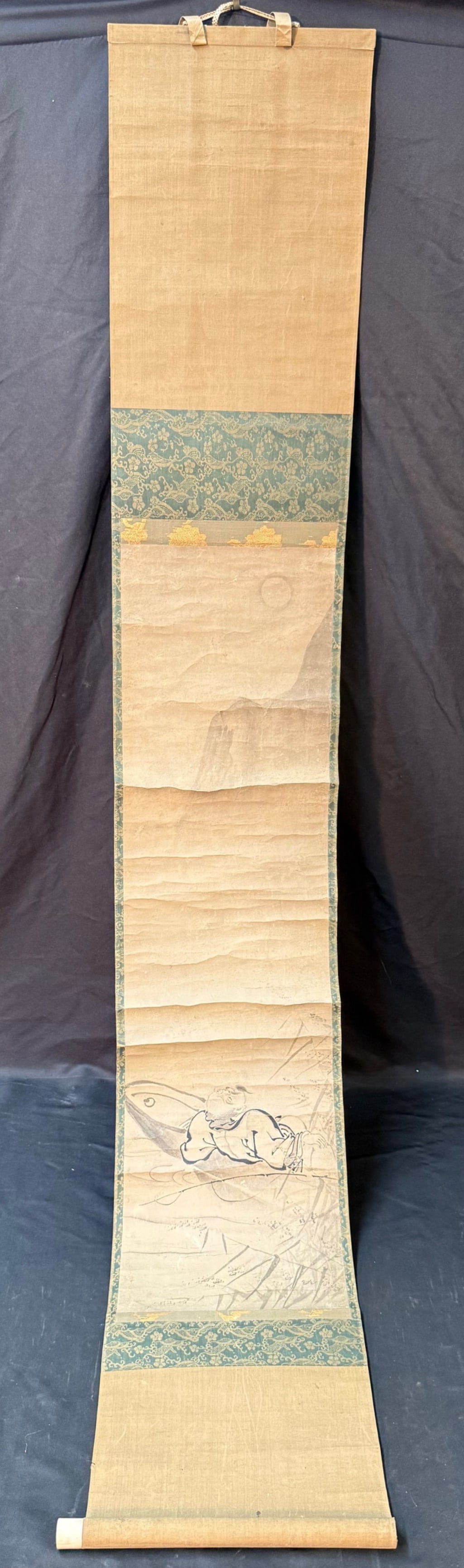 ORIGINAL JISHAN LAOREN (MID 1800s) JAPANESE ZEN INK SCROLL PAINTING, 10IN x 65IN (25cm x 165cm) (1 of 6)